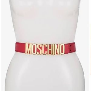 Moschino belt, red lacquer, gold hardware.